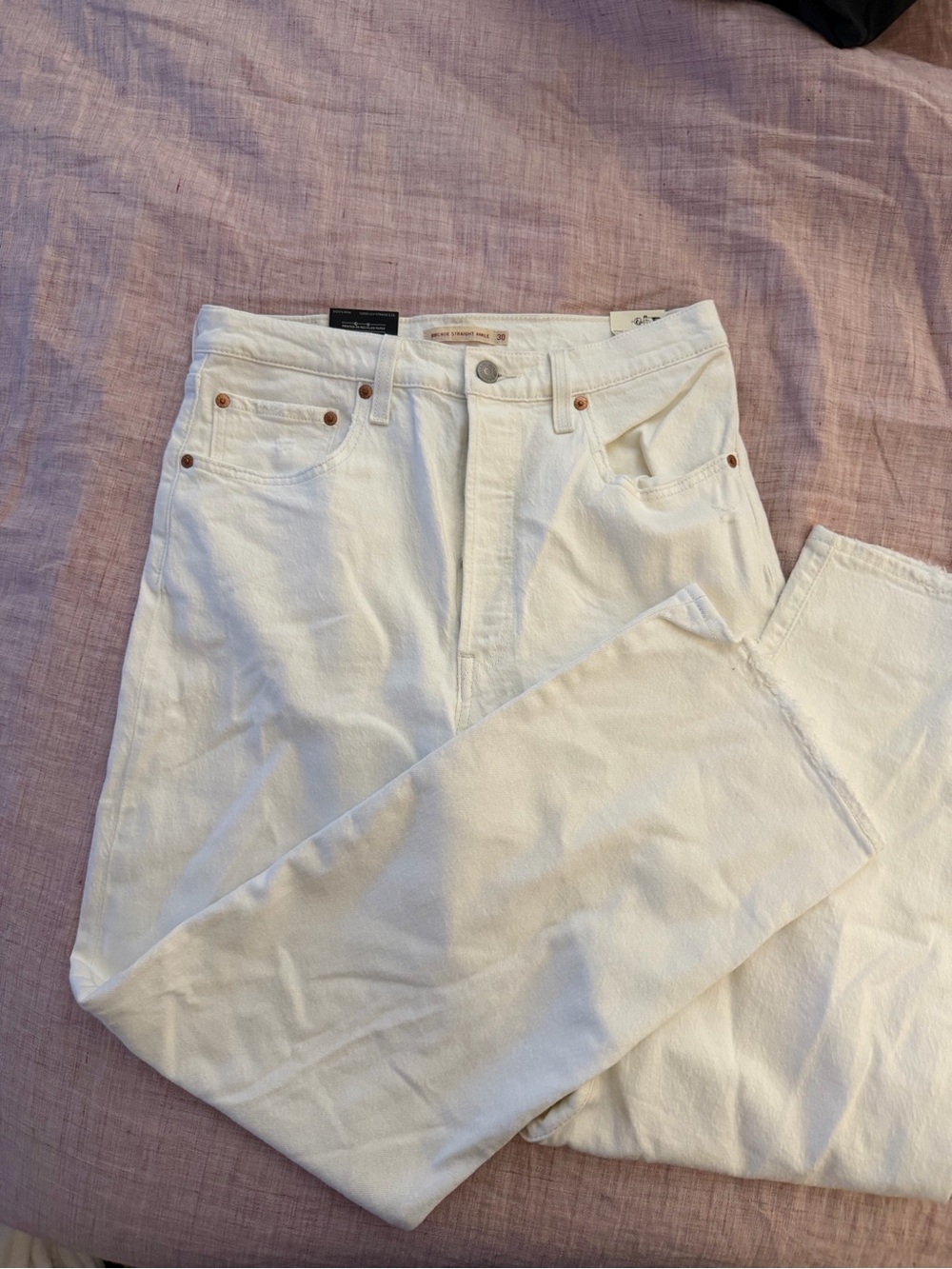 Levi's White High-Rise Straight Jeans